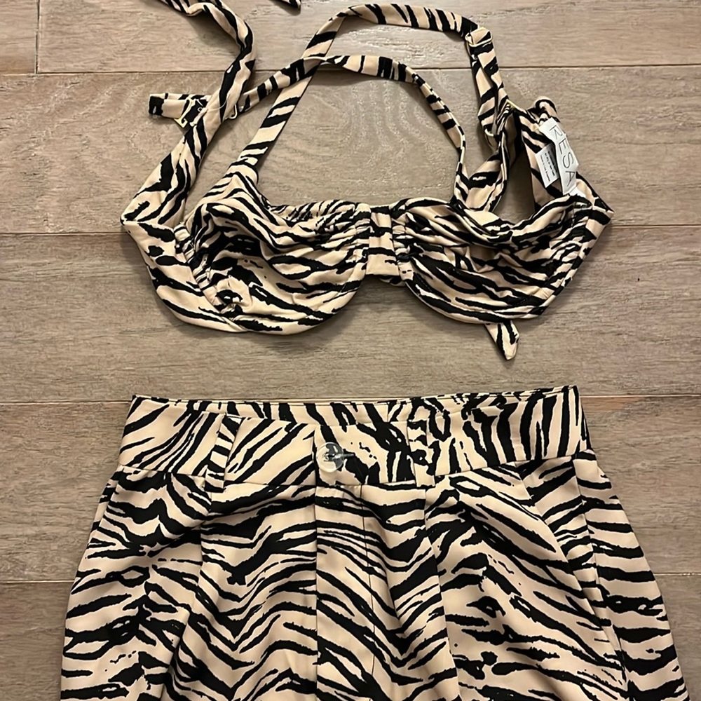 RESA Zebra Print Jumpsuit in Black and Cream